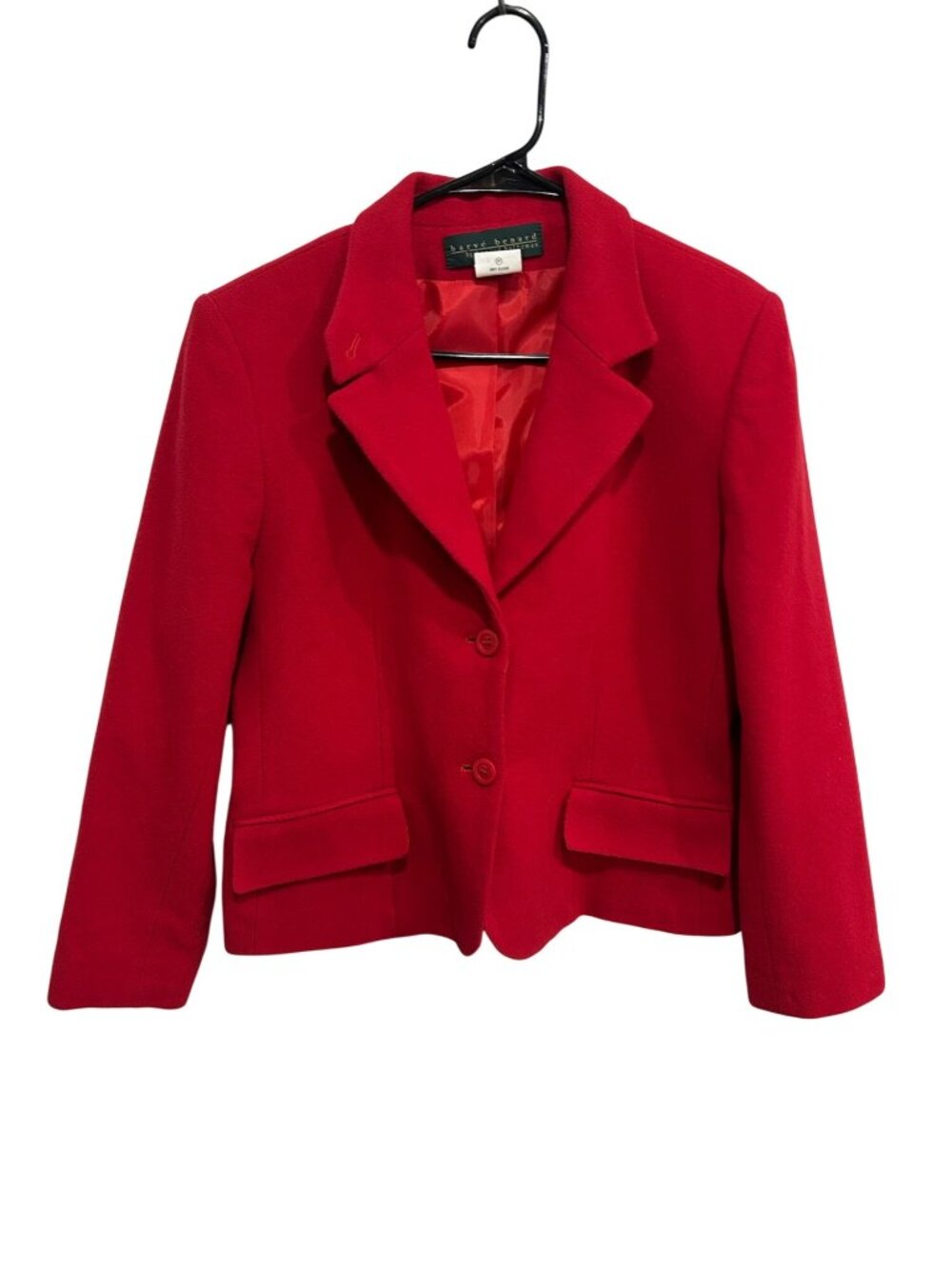 Harve Benard Red Wool Blend Button Front Lined Blazer Size 10 Retro Quiet Luxury